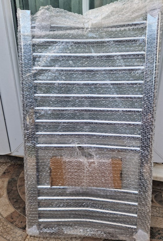 Chrome Curved Towel Radiator 700x400mm Bathroom Heated Rail 583 BTU 14 Bars
