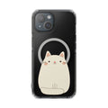 Chubby Cat Magnetic iPhone Case with Kawaii Design by Oneticase: clear, beige cat, kawaii cartoon style