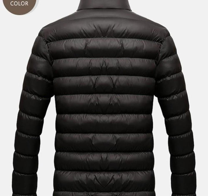 Classic Men's Padded Flight Jacket: black, red puffer jacket, minimal sporty style