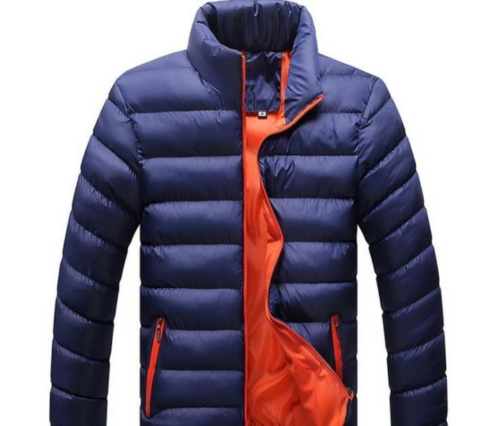 Classic Men's Padded Flight Jacket: black, red puffer jacket, minimal sporty style