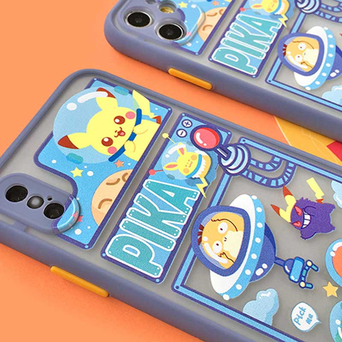 Claw machine phone case, durable protection: blue, gray Pikachu and other cartoon creature characters, kawaii cartoon style