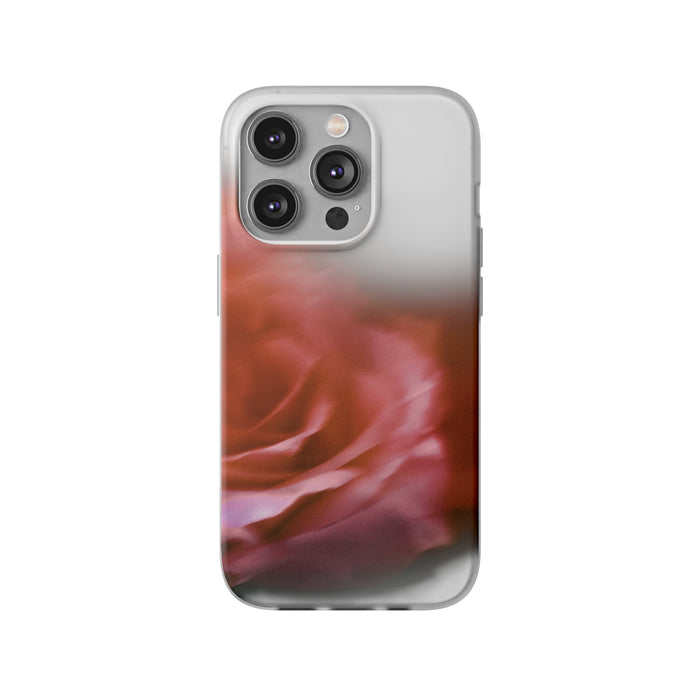Clear Case for iPhone, Rose Fades: gray, red smartphone case, abstract minimal style