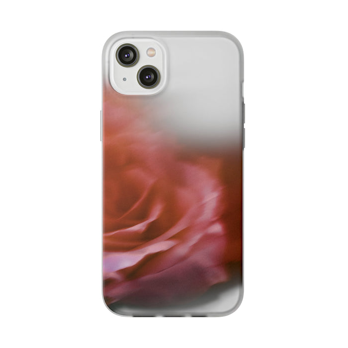 Clear Case for iPhone, Rose Fades: gray, red smartphone case, abstract minimal style