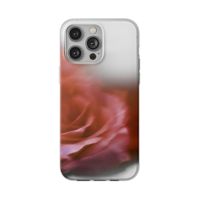 Clear Case for iPhone, Rose Fades: gray, red smartphone case, abstract minimal style