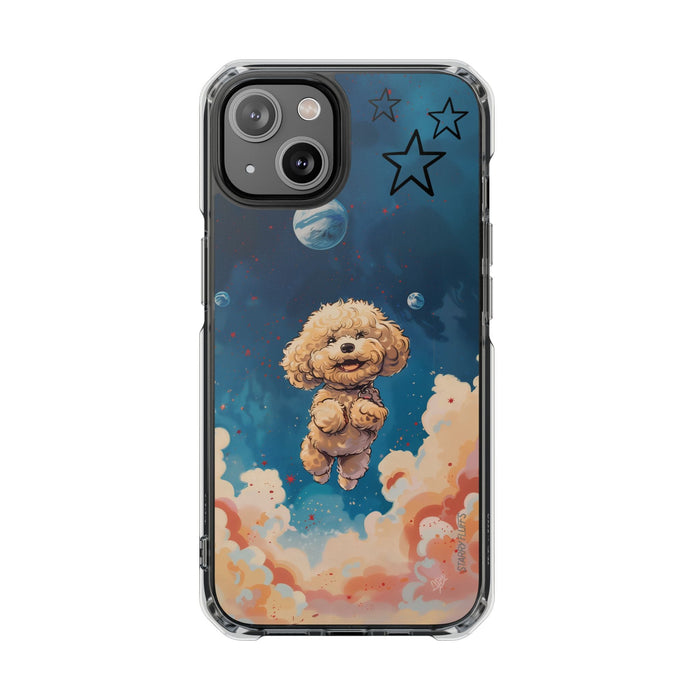 Clear Magnetic Case with Floating Poodle in Outer Space Design for iPhone Series by Starry Fluff's, Pookie Poodle Edition: da
