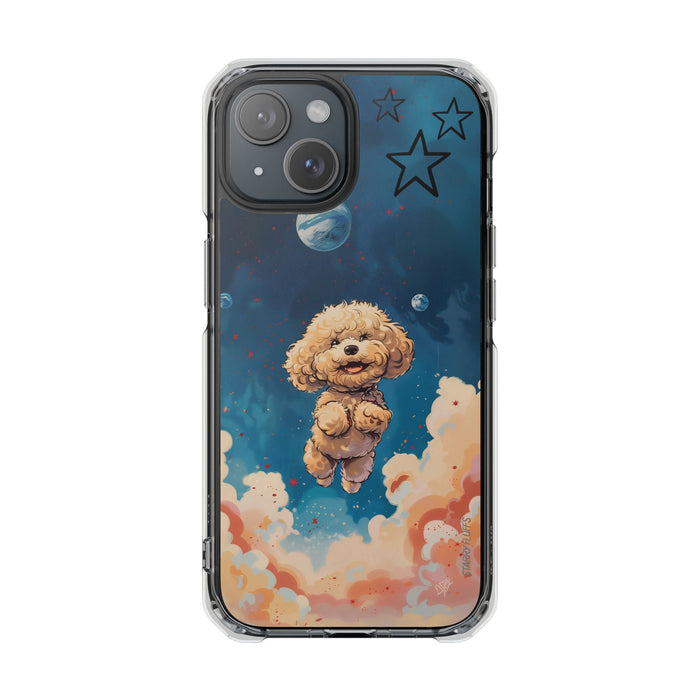 Clear Magnetic Case with Floating Poodle in Outer Space Design for iPhone Series by Starry Fluff's, Pookie Poodle Edition: da