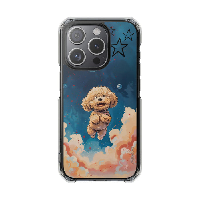 Clear Magnetic Case with Floating Poodle in Outer Space Design for iPhone Series by Starry Fluff's, Pookie Poodle Edition: da