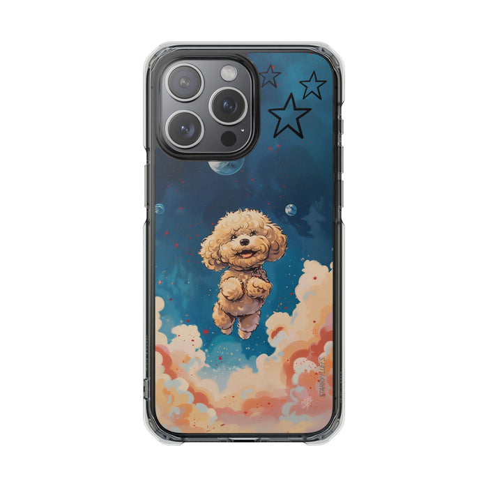Clear Magnetic Case with Floating Poodle in Outer Space Design for iPhone Series by Starry Fluff's, Pookie Poodle Edition: da