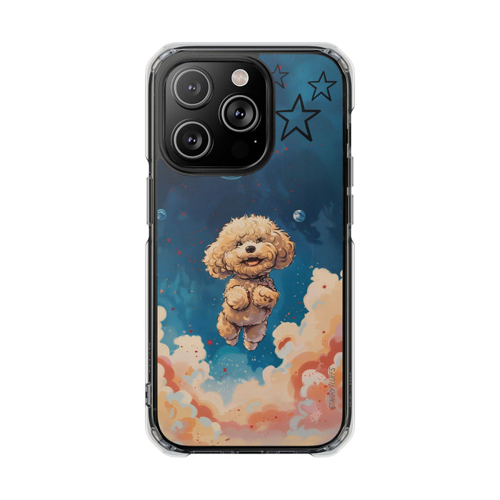 Clear Magnetic Case with Floating Poodle in Outer Space Design for iPhone Series by Starry Fluff's, Pookie Poodle Edition: da