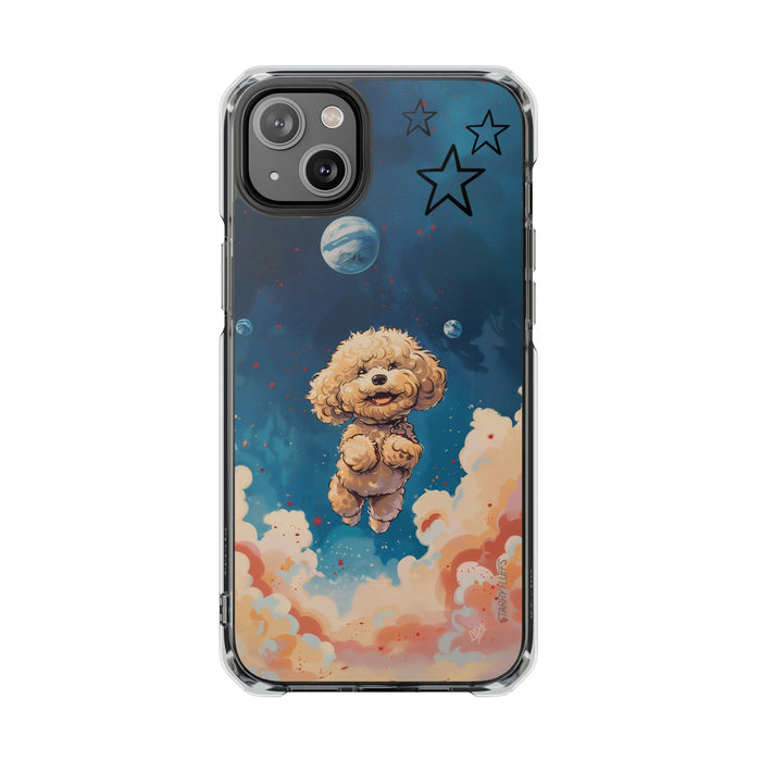 Clear Magnetic Case with Floating Poodle in Outer Space Design for iPhone Series by Starry Fluff's, Pookie Poodle Edition: da