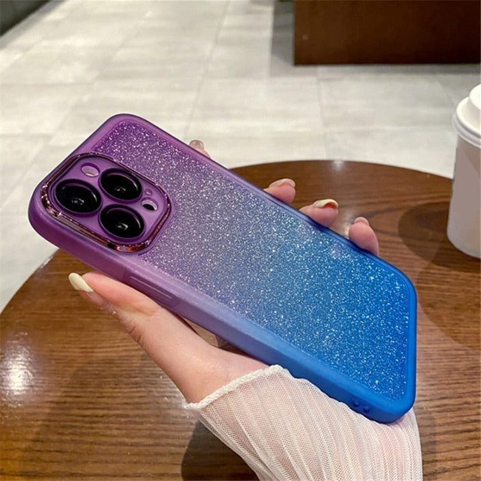 Clear Phone Case with Gradients for iPhone: An Improved Title: purple, dark blue smartphone protective case, minimal style
