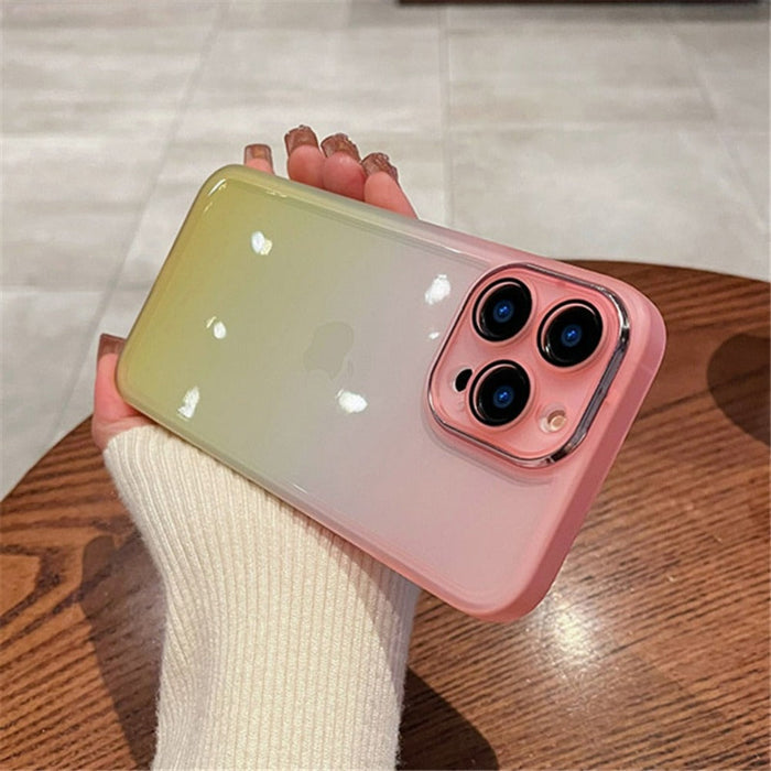 Clear Phone Case with Gradients for iPhone: An Improved Title: purple, dark blue smartphone protective case, minimal style