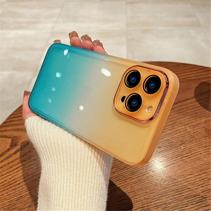 Clear Phone Case with Gradients for iPhone: An Improved Title: purple, dark blue smartphone protective case, minimal style