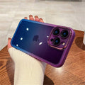 Clear Phone Case with Gradients for iPhone: An Improved Title: purple, dark blue smartphone protective case, minimal style