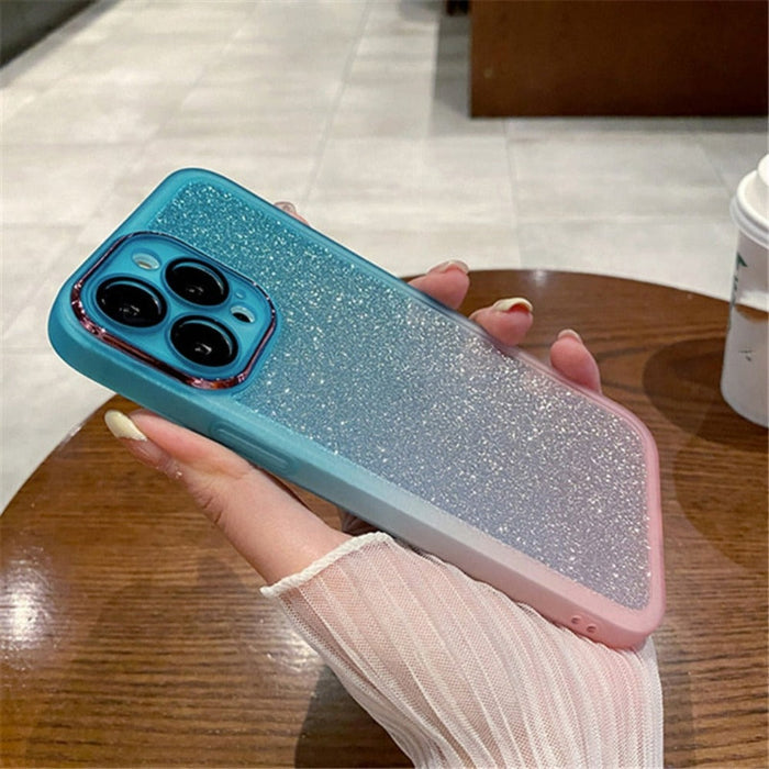 Clear Phone Case with Gradients for iPhone: An Improved Title: purple, dark blue smartphone protective case, minimal style