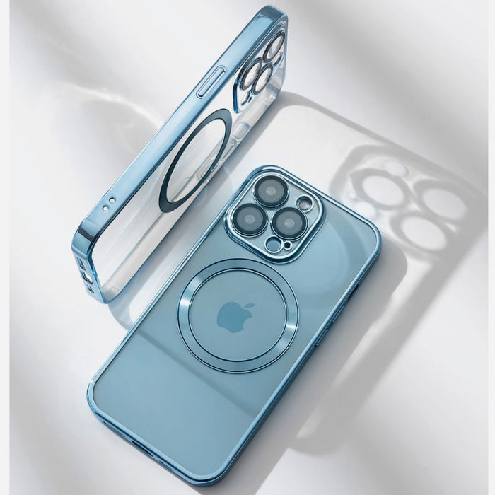 Clear Wireless Charging-Compatible iPhone Case: transparent light blue, blue smartphone case, minimal style