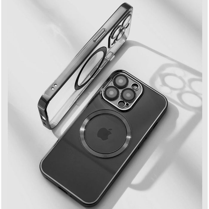 Clear Wireless Charging-Compatible iPhone Case: transparent light blue, blue smartphone case, minimal style