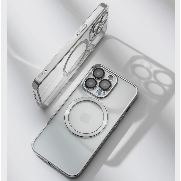 Clear Wireless Charging-Compatible iPhone Case: transparent light blue, blue smartphone case, minimal style