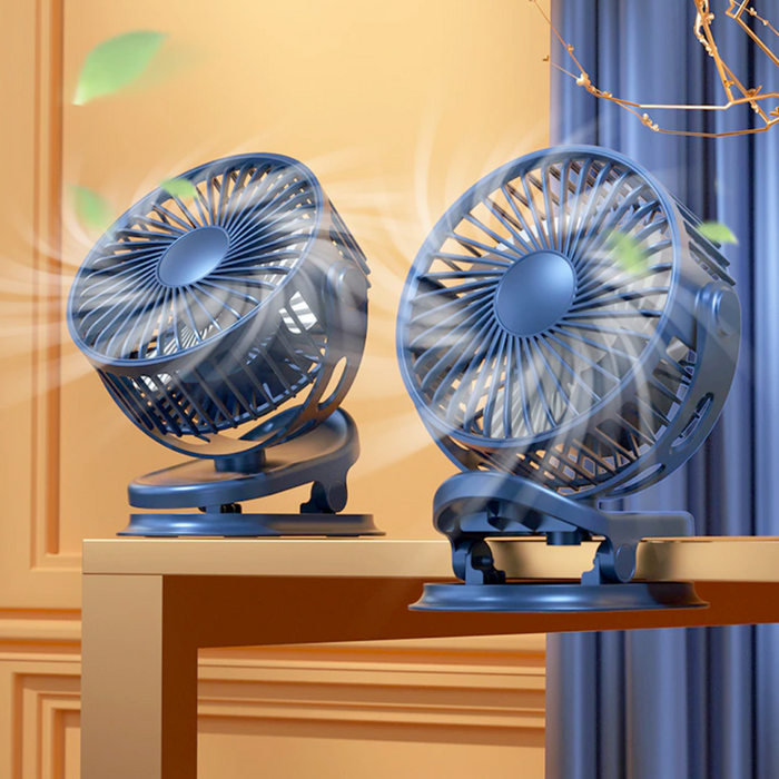 Clip and Hook Rotable Fan with 3 Adjustable Speeds: dark blue, gray desk fans, modern minimal style