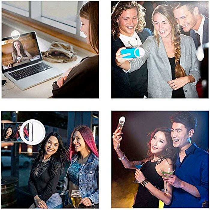 Clip On Selfie Ring for Portable Mobile Phone: white, cool white wall-mounted circular LED light fixture, minimal modern styl