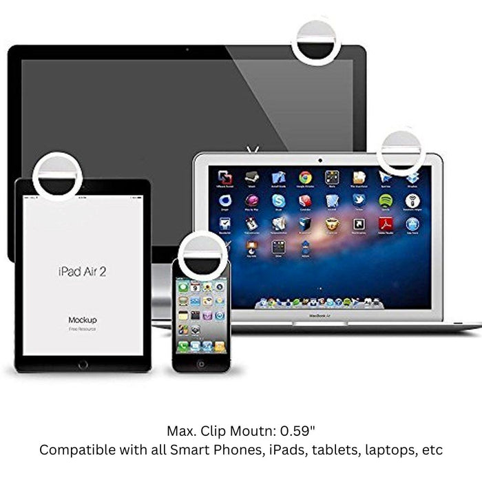 Clip On Selfie Ring for Portable Mobile Phone: white, cool white wall-mounted circular LED light fixture, minimal modern styl