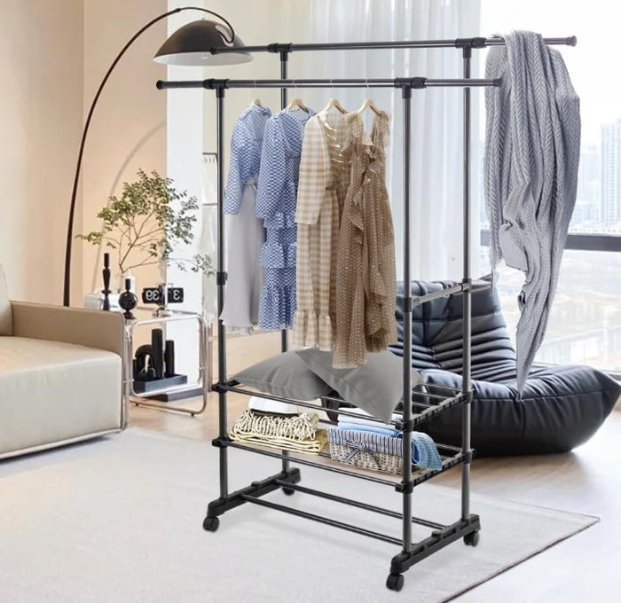 Clothes Rack Single Rod Garment Stand for Bedroom Apartments– Black 60cm -252