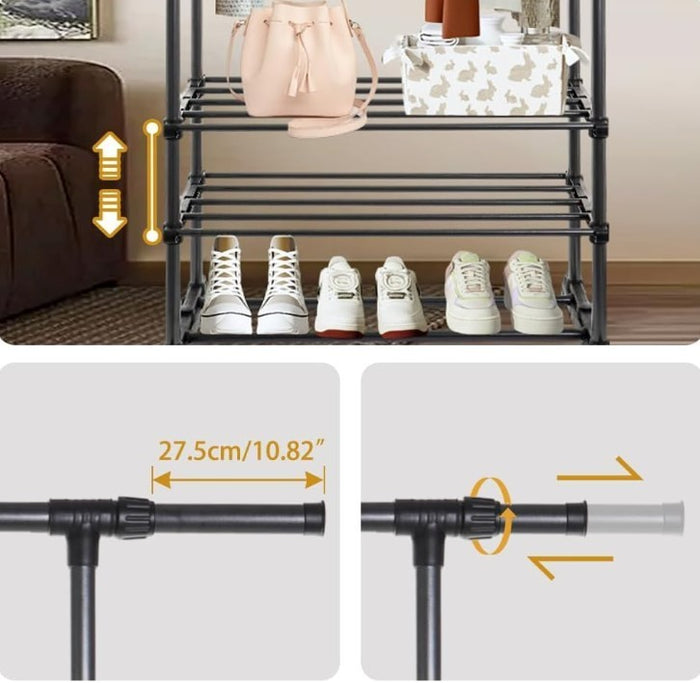 Clothes Rack Single Rod Garment Stand for Bedroom Apartments– Black 60cm -252