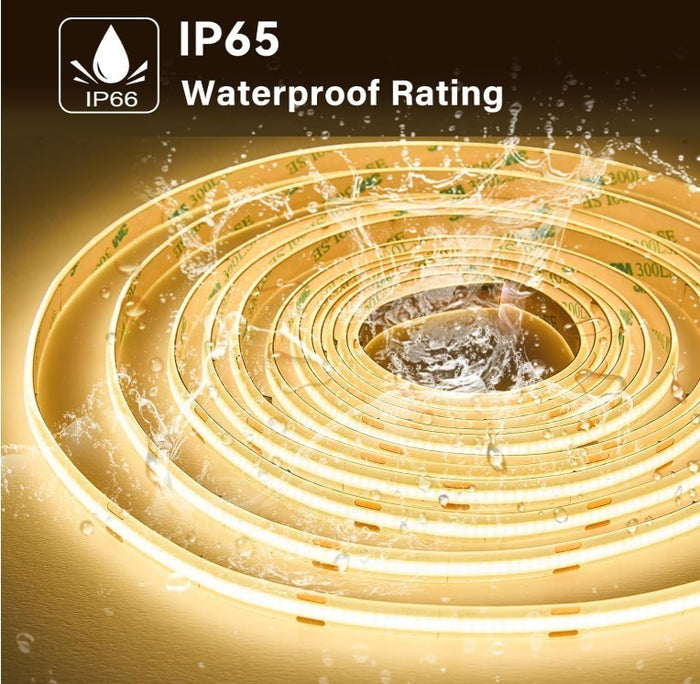 COB Waterproof LED Strip Light IP65 5M,2700K Warm White,480LEDs/M High Density 2