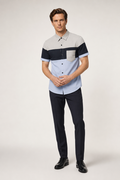 Color-Blocked Shirt for Men Blue