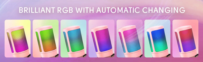 Color-changing USB gaming microphone: pink, black smiling face character/theme, cute cartoon/kawaii style