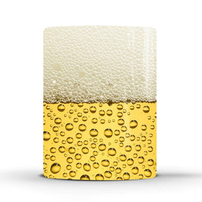 Colorful Beer-Themed Ceramic Mug, A Magical Heat-Sensitive Delight!: golden yellow, off-white beverage glass with beer, produ