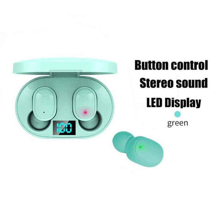 Colorful Dragon Echo Bluetooth Earbuds: black, light blue wireless earbuds with charging case, minimal tech product style