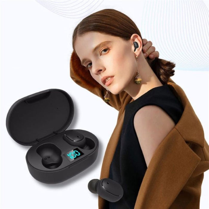 Colorful Dragon Echo Bluetooth Earbuds: black, light blue wireless earbuds with charging case, minimal tech product style