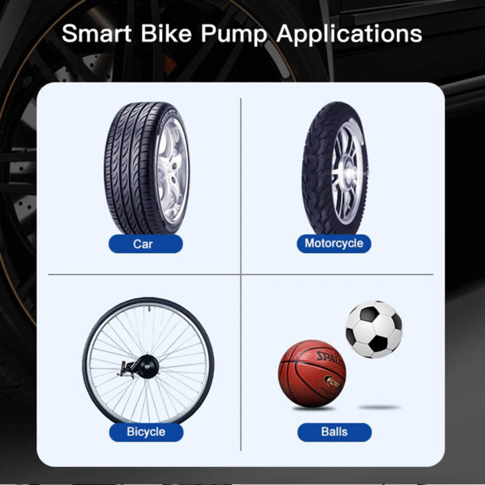 Compact Digital Wireless Air Compressor: black, dark gray portable electric air pump/inflator, minimal modern style