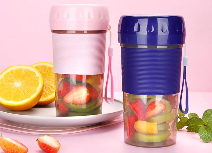 Compact Individual Blender for Creating Smoothies and Juices on the Go: pink, transparent gray portable blender cup, minimal