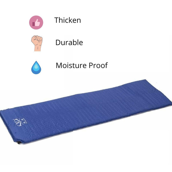 Compact Inflatable Sleeping Pad for Portable Comfortable Rest: blue, orange foldable mats with drawstring storage pouches, mi