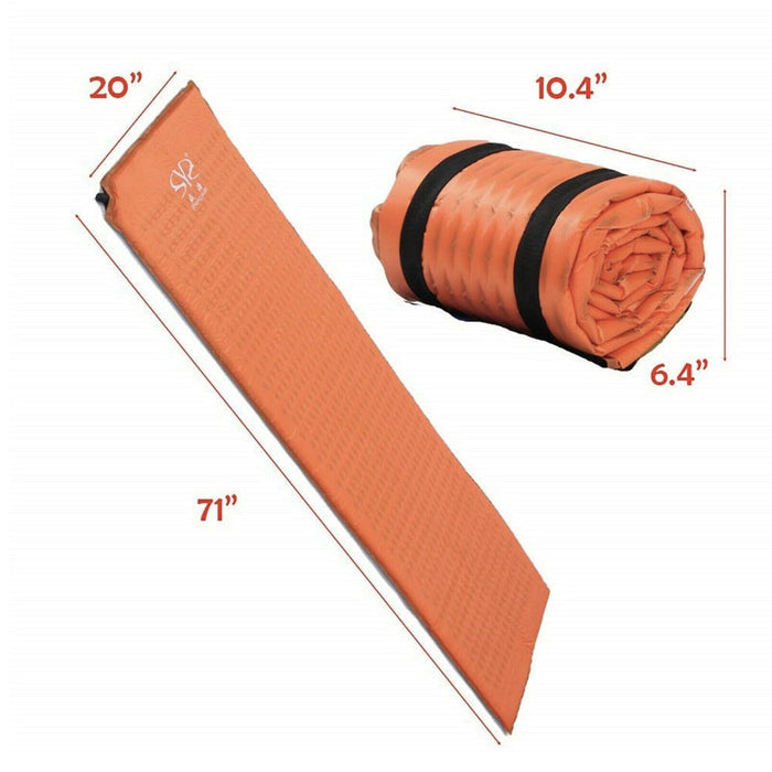 Compact Inflatable Sleeping Pad for Portable Comfortable Rest: blue, orange foldable mats with drawstring storage pouches, mi