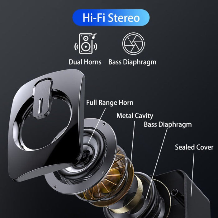Compact RGB PC Speaker: black, dark blue pair of compact speakers, futuristic gaming style