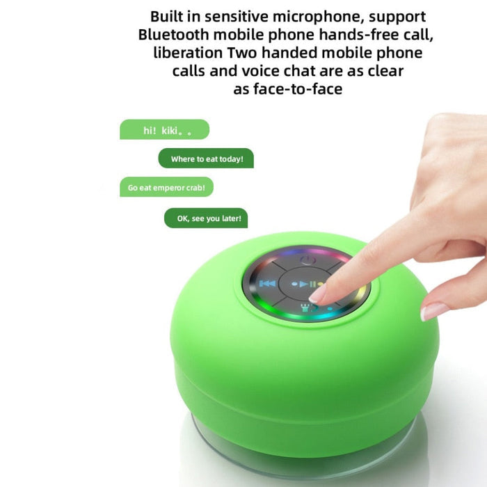 Compact Waterproof Bluetooth Speaker with RGB Lighting: black, multicolor rainbow lights wall-mounted circular control device