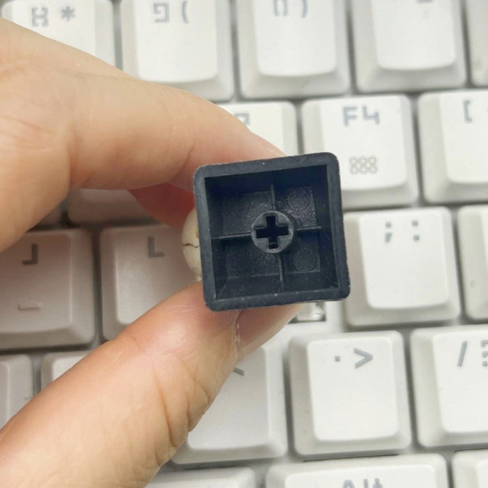 Computer Keycap with a Dark Skull Design: ivory white, black human skull, gothic style