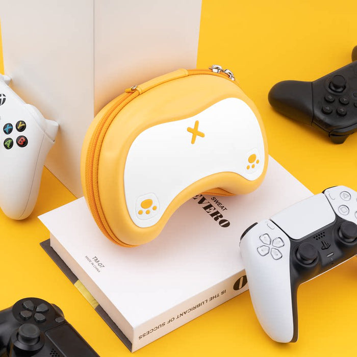 Corgi Controller Case: Cute & Protective: yellow, white game controller, cartoon style