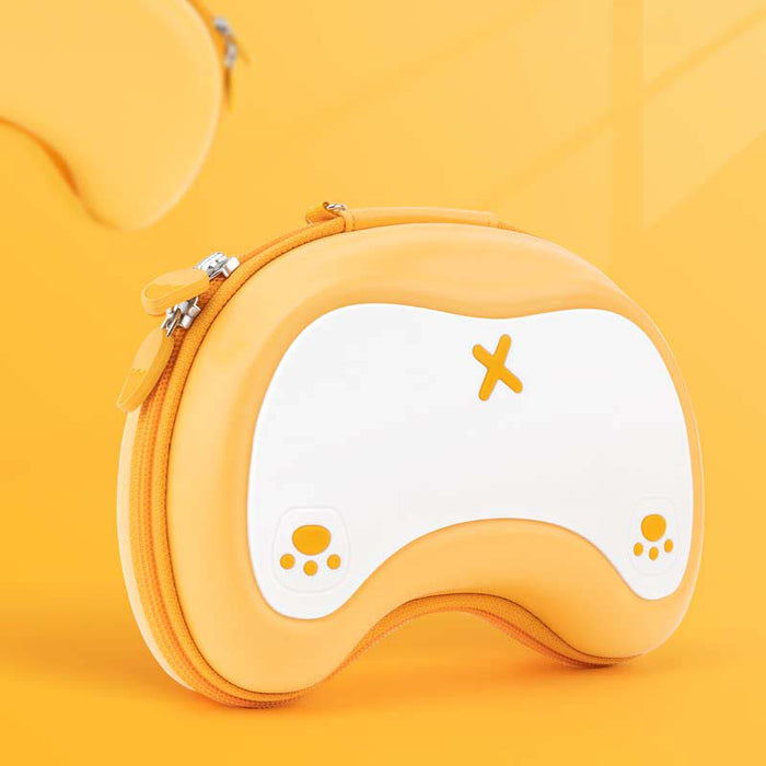 Corgi Controller Case: Cute & Protective: yellow, white game controller, cartoon style