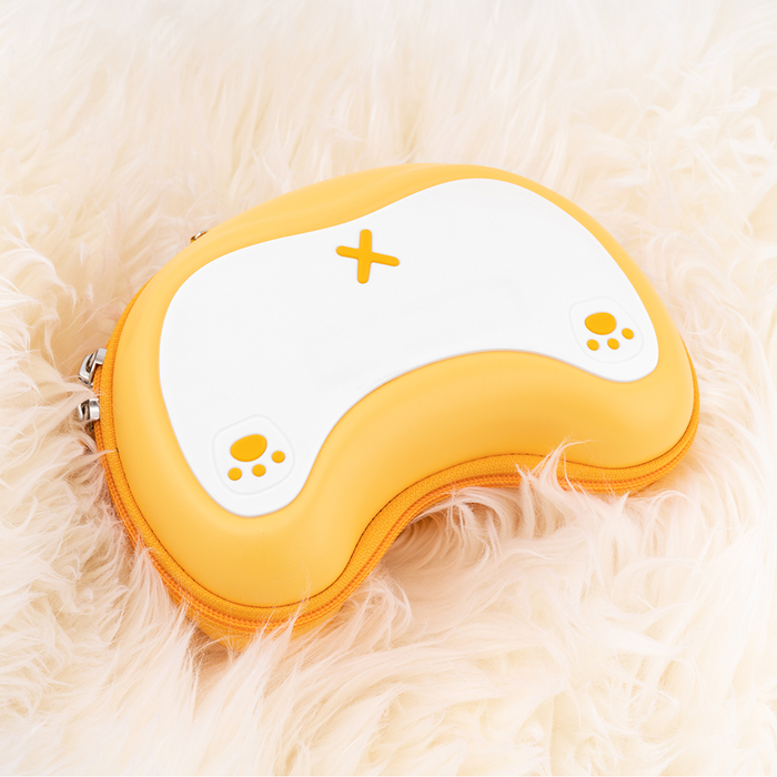Corgi Controller Case: Cute & Protective: yellow, white game controller, cartoon style