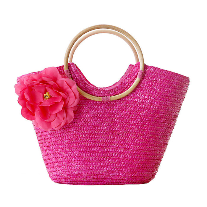 Coseey Floral Woven Straw Tote Bag: natural beige, cream handbag/tote bag, minimal, feminine, natural style