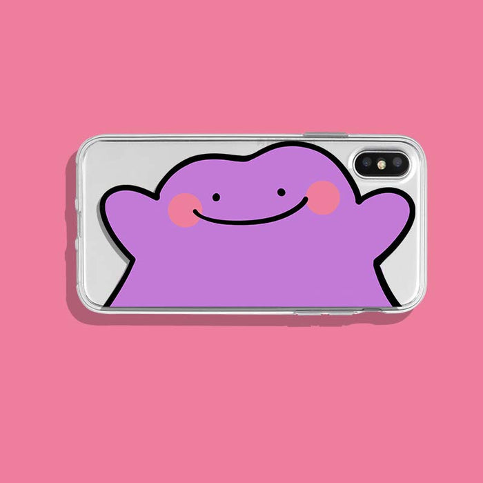Couple Phone Case with TPU Protection: purple, pink purple cartoon blob character, cute cartoon style