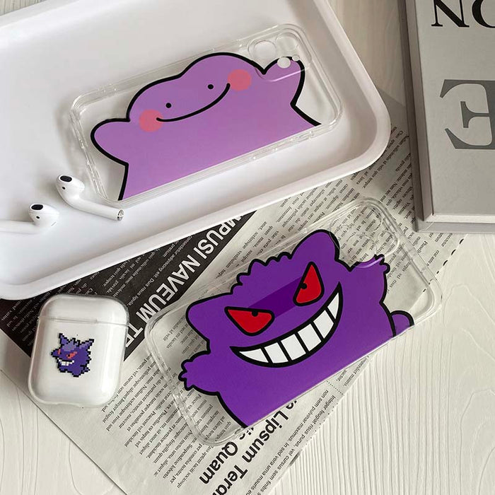 Couple Phone Case with TPU Protection: purple, pink purple cartoon blob character, cute cartoon style