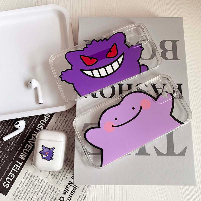 Couple Phone Case with TPU Protection: purple, pink purple cartoon blob character, cute cartoon style