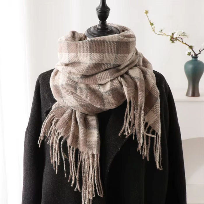 Cozy and Plaid Scarf: red, black scarf, classic plaid style