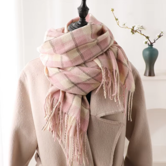 Cozy and Plaid Scarf: red, black scarf, classic plaid style