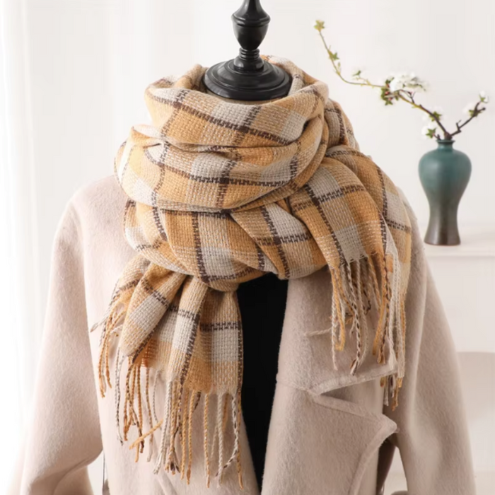 Cozy and Plaid Scarf: red, black scarf, classic plaid style